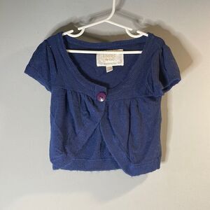 Navy Blue Short Sleeve Cropped Cardigan